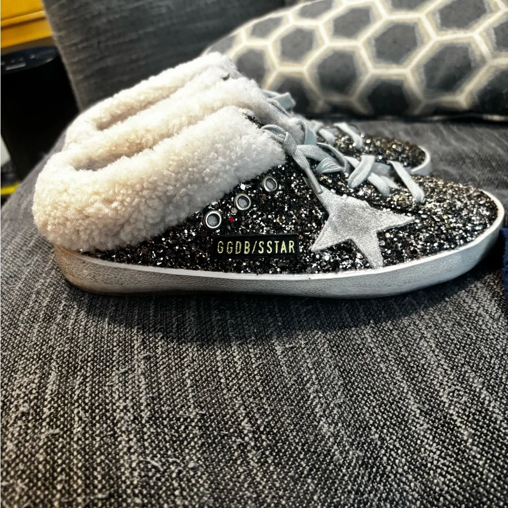Golden Goose Silver Glitter Slippers - Picture 2 of 3